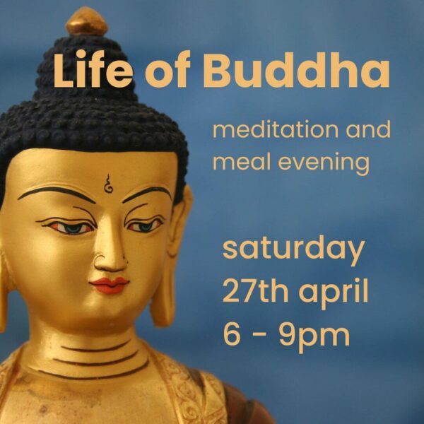 Life of Buddha meditation and meal evening